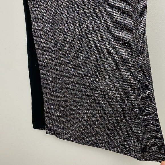 Lama Jouni Slinky Maxi Skirt Medium Black Silver Sparkly Holiday High Slits NEW - Picture 14 of 16